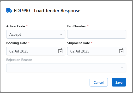 EDI 990 - Response Form